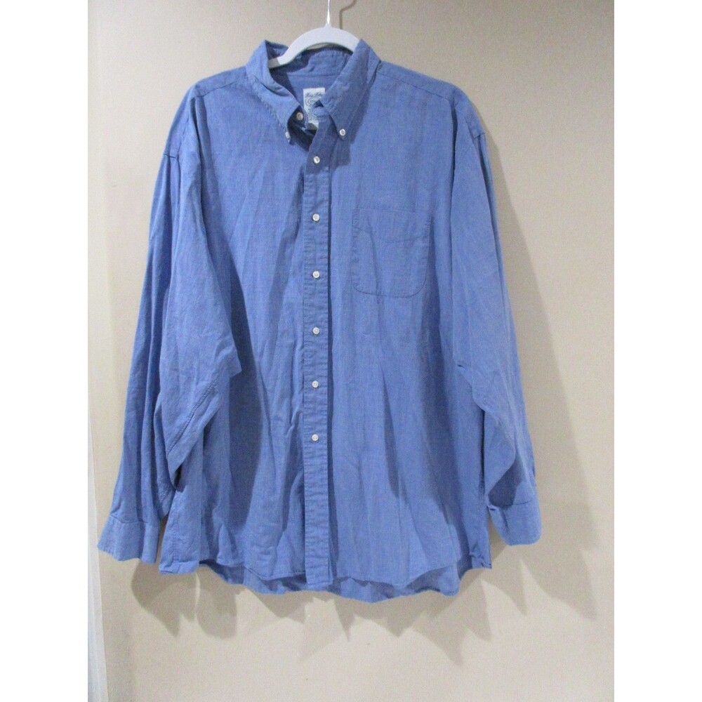 Brooks Brothers Dress Shirt Men 17 1/2-6 Relaxed Fit Blue Long Sleeve